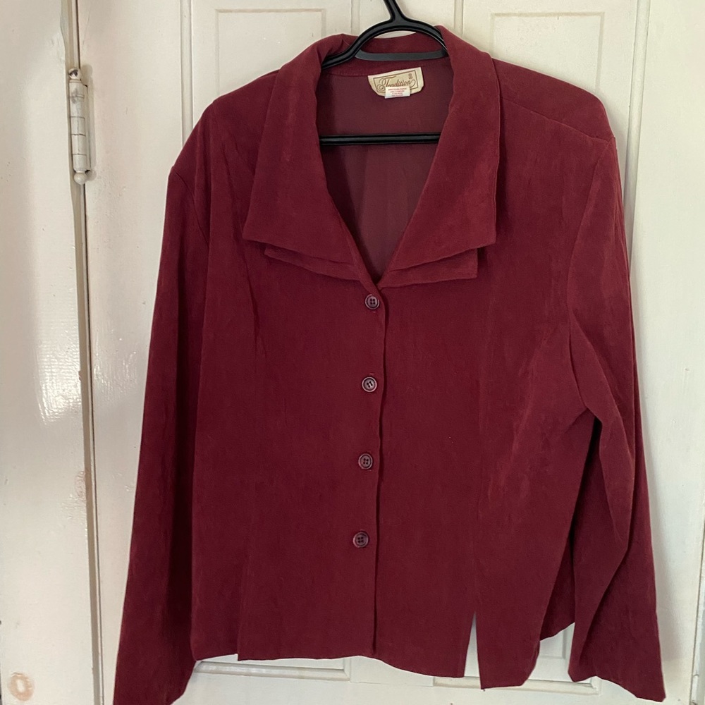 Vintage faux Suede button up blouse